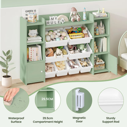 Speelgoedopberger – Speelgoedkast – Opbergkast Kind – Kinderboekenkast – Kindermeubel Roze – 8 Uitneembare Boxen – Duurzaam Houten Ontwerp 138x29x94 cm