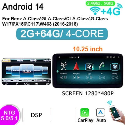 Multimedia Speler – Auto Radio – Navigatiesysteem – Touchscreen – Infotainment Systeem – 10,25" / 12,3" Scherm – Draadloze CarPlay & Android Auto – 4G LTE Connectivity