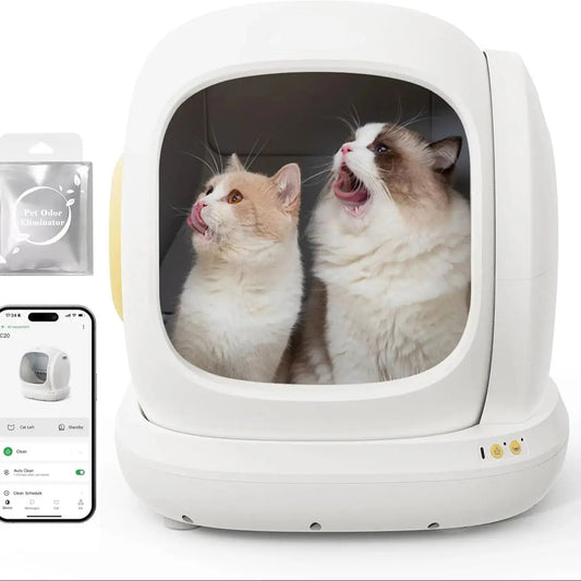 Automatische Kattenbak – Slimme Kattenbak – Zelfreinigende Kattenbak – App-Gestuurde Kattenbak – Ruime Instap – Gezondheidsmonitoring