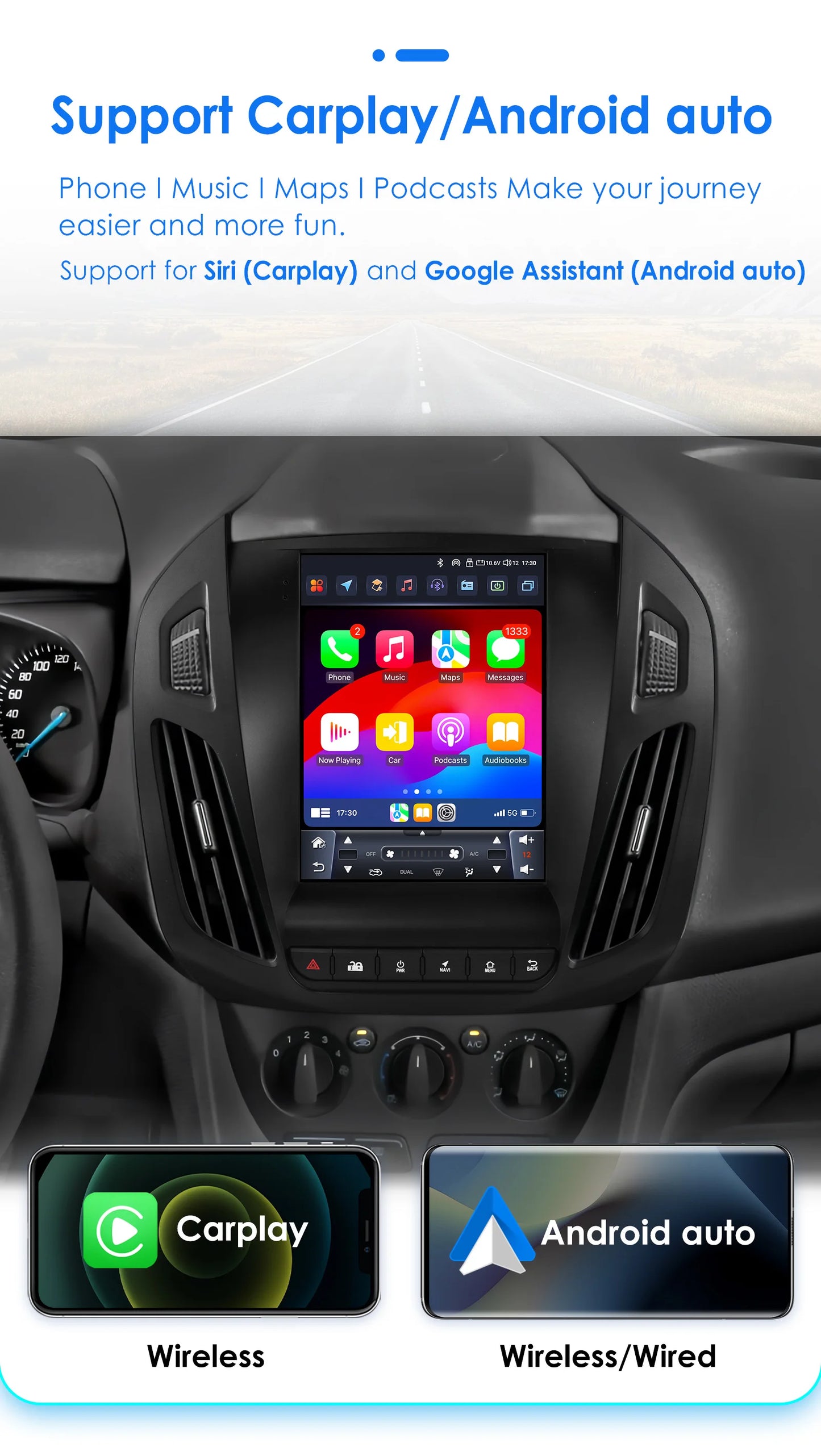 360° Camera – Autoradio – Multimedia Systeem – Navigatie – Touchscreen – 9,7" Android 13 – Draadloos CarPlay & Android Auto