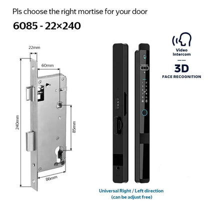 Smart Slot – Slim Deurslot – Elektronisch Slot – Biometrisch Slot – Draadloos Slot – 6 Ontgrendelmethodes – IP66 Waterdicht Zinklegering - 6085 - Zilver