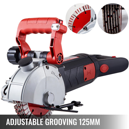 Muurfrees - Beton Cutter - 6500RPM - Steenzaag - Groefsnijmachine - Power Tools Set - 4800W - met 133mm Cirkelzaagbladen - Stofafzuiging - Slijpschijven - Multi-purpose Use - Zwartoranje