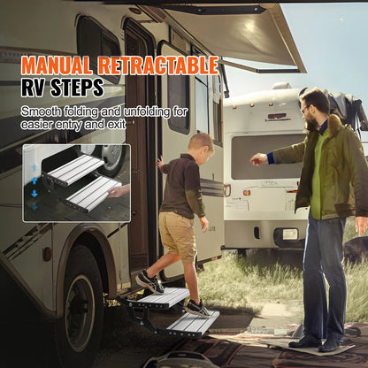 Campertrap – Instaptrede – Caravantrap – Kampeertrap – Vouwtrap – Aluminium & Staal – Anti-slip Treden – Draagvermogen 200 kg - QUORE