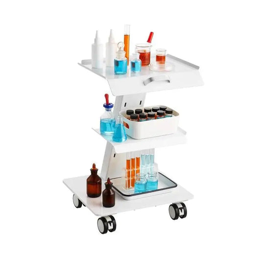 Laboratoriumwagen- Wagen - Kar - Trolley - K-SH003 - 220lbs - Metalen Verrijdbare Kar - voor Laboratoriumkliniek Schoonheid en Salon