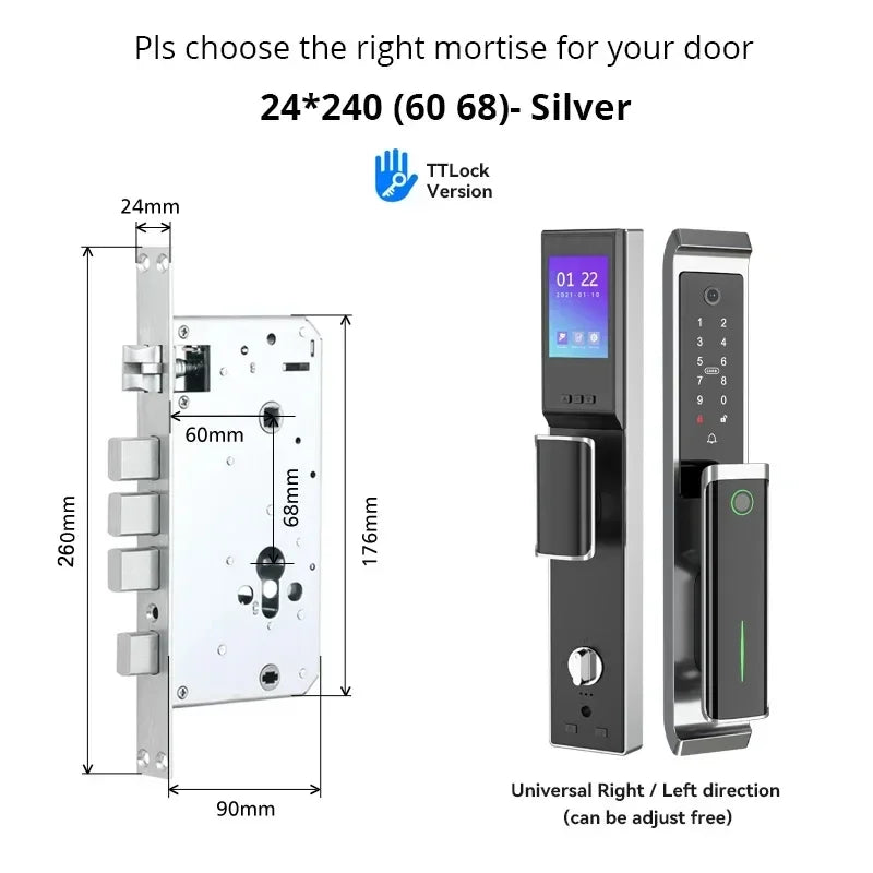 Slimme Bluetooth Deurslot – Elektronisch Slot – Vingerafdrukslot – Digitale Deursluiting – Mobiele App Slot – 100 Vingerafdrukken – Aluminiumlegering Design - 24x260 - 6068
