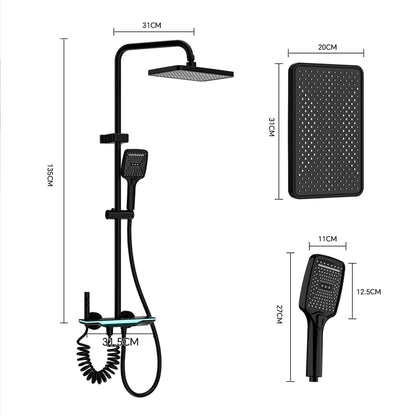 Douchesysteem – Doucheset – Regendouche – Douchekraan – Douchekop – Verstelbare Hoogte – ABS Plastic