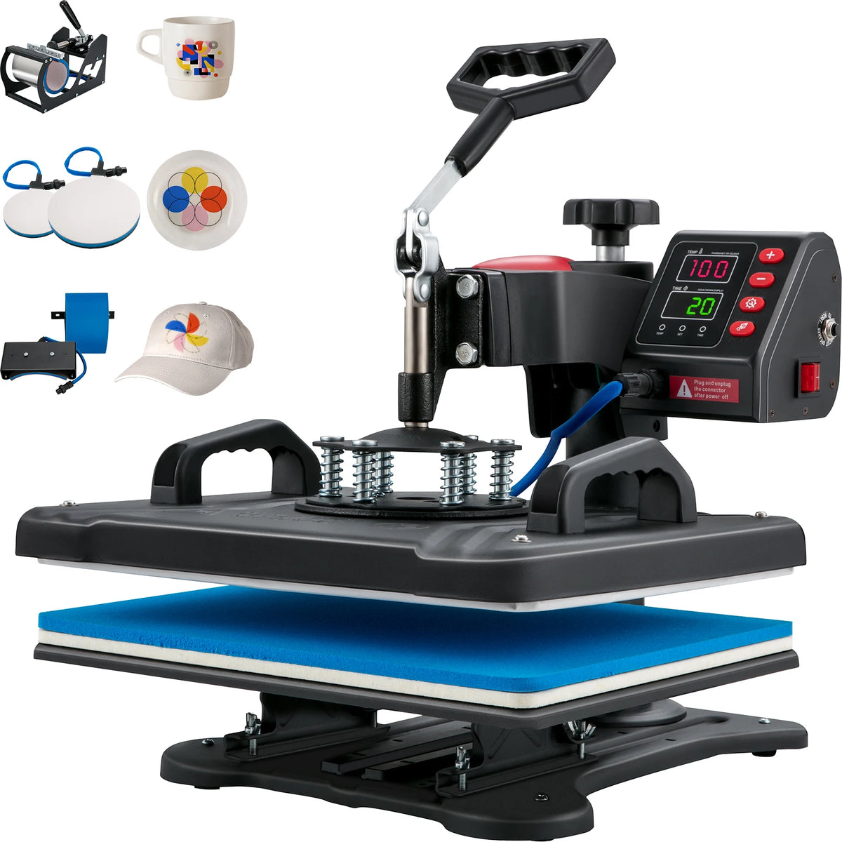 Transferpers - Warmtepers - Warmtepersmachine - Sublimatieprinter - Warmtepersmachine - 5 in 1 - 12x15, 1250W Clamshell Sublimatie