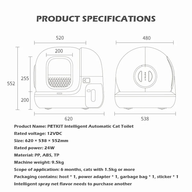 Zelfreinigende Kattenbak – Automatische Kattenbak – Zelf Schoonmakende Bak – Kattenbak Met OLED Display – Volledig Gesloten Design – Nachtlichtfunctie