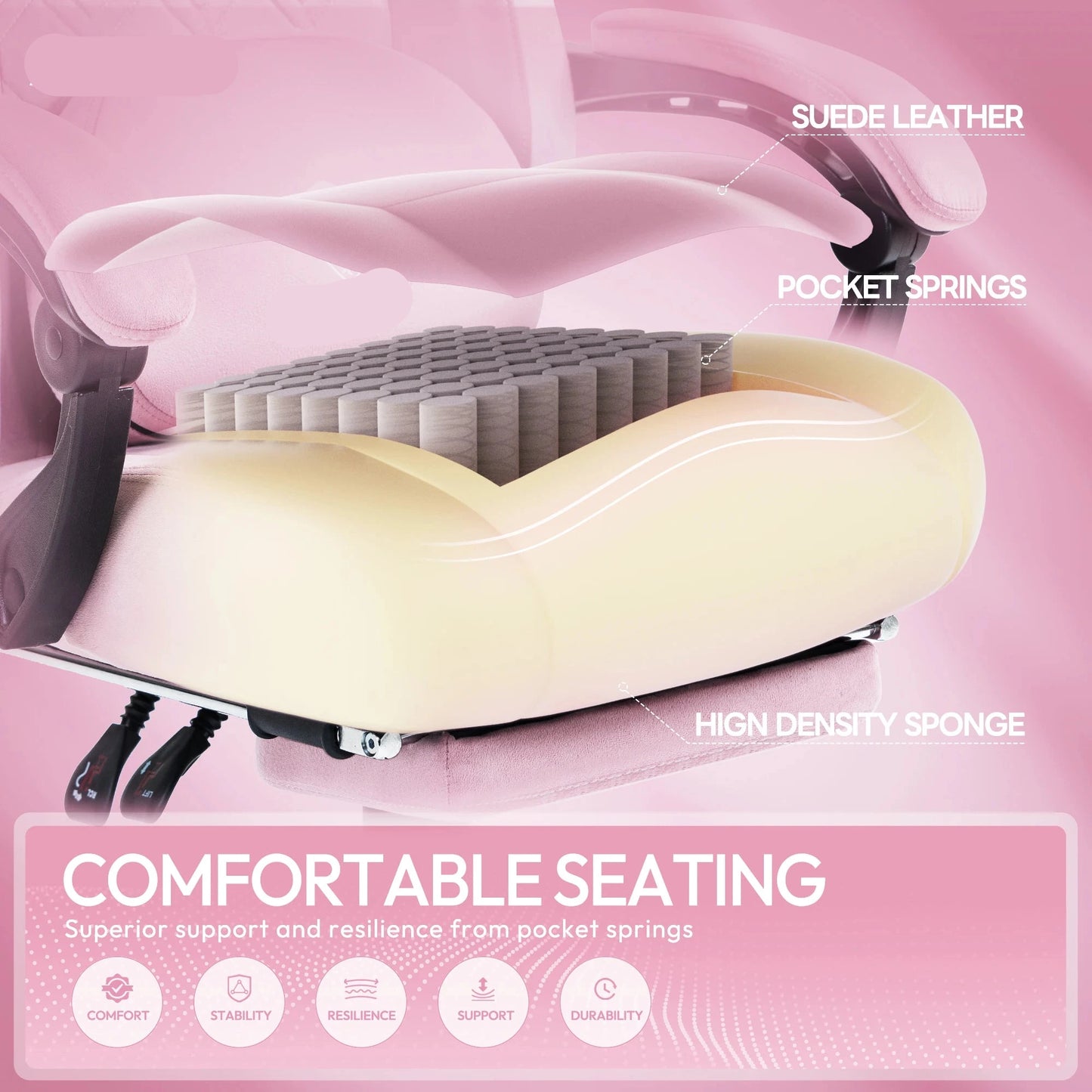 Bureaustoel – Office Chair – Werkstoel – Stoel Met Wieltjes – Ergonomische Bureauzetel – Verstelbare Rugleuning – Ademend Stofbekleding