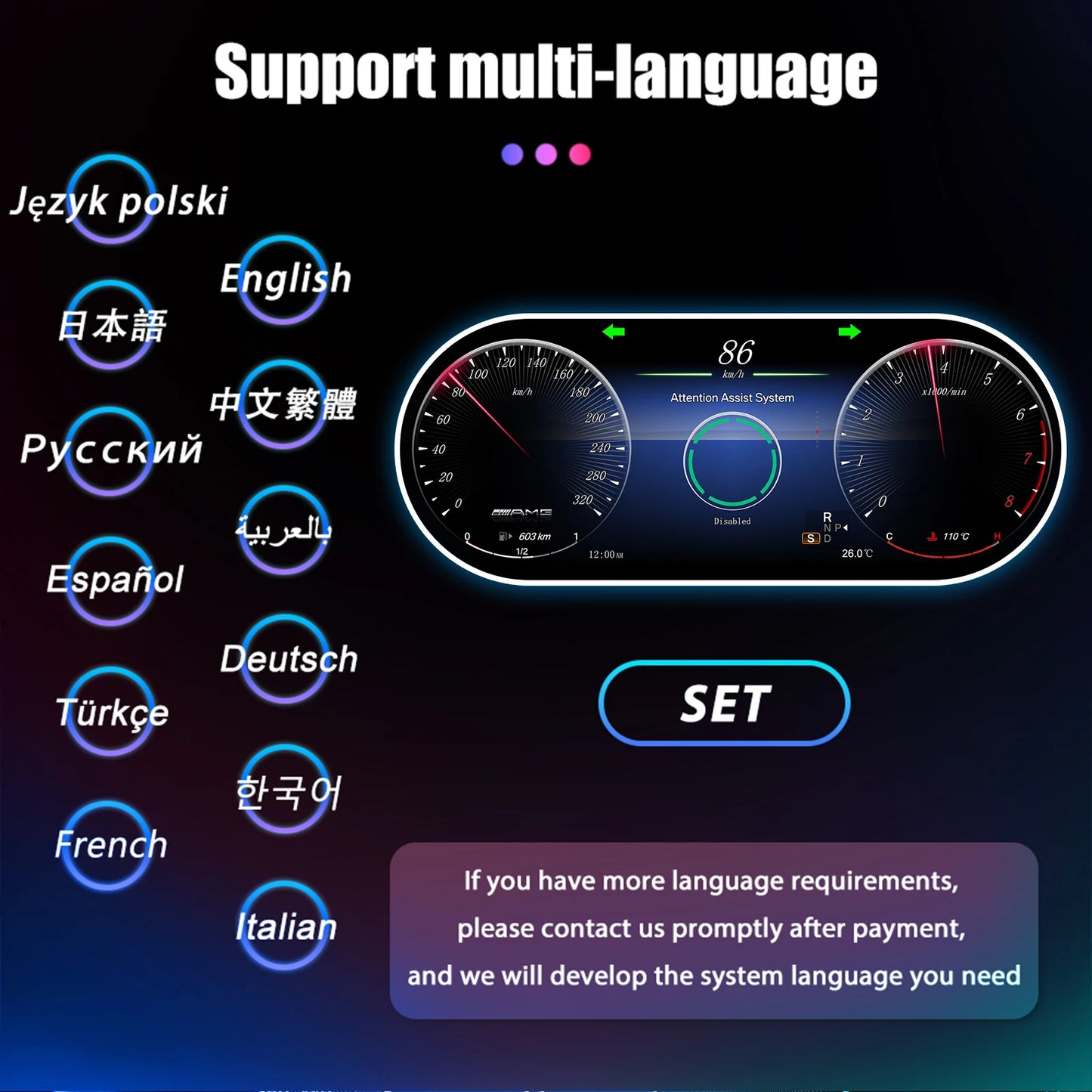 12.3'' Digitaal Instrumentenpaneel – Auto Dashboard Cluster – Cockpit Display – HD Scherm – Plug & Play Installatie – 12,3 Inch HD IPS – Snelle Linux Opstart – Voor Benz C GLC W205 V205 X253 2015-2018 Diesel - QUORE