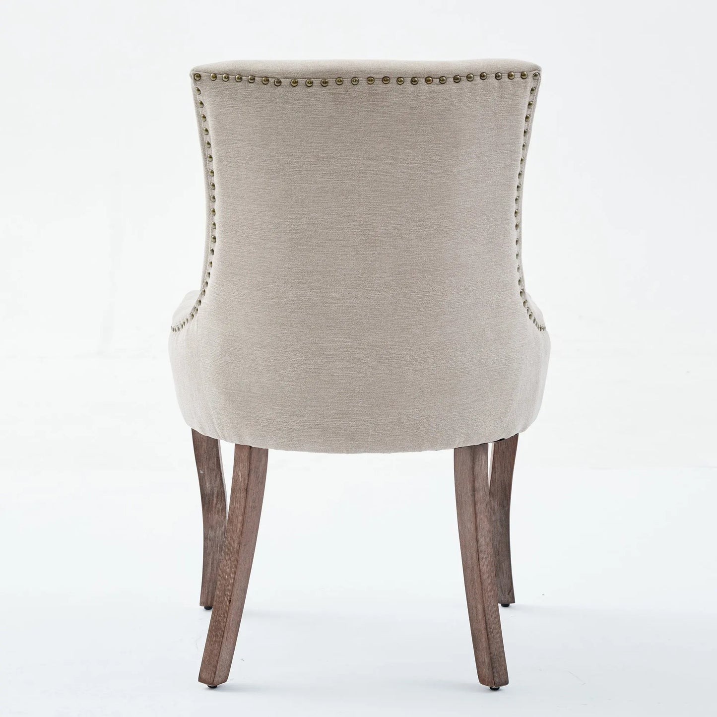 A&A Furniture,Ultra Side Dining Chair,Thickened fabric chairs with neutrally toned solid wood legs,Bronze nail head,Set of 2