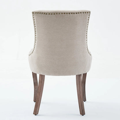 A&A Furniture,Ultra Side Dining Chair,Thickened fabric chairs with neutrally toned solid wood legs,Bronze nail head,Set of 2