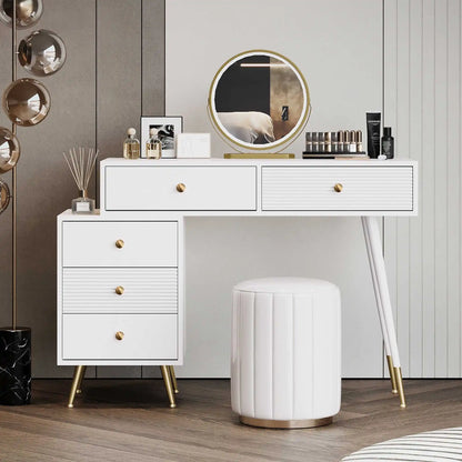 Kaptafel – Make-uptafel – Beautykast – Schminktisch – LED-Verlichting Met Drie Lichtstanden – Verstelbare Zijkasten - QUORE