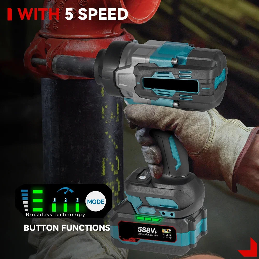 Slagmoersleutel - met Accu - Slagschroevendraaier - Brushless - Elektrische - Torque - 1800Nm - Draadloze - 1/2 Inch - 18V Batterij - Handgereedschap - Zonder Accu