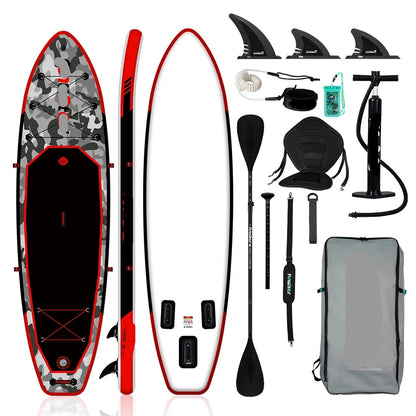 Opblaasbaar Stand Up Paddle Board - Sup Board - Supboard - 330x84x15 cm - voor Volwassenen - Max 150 kg – Antislip – Voor Meer - Rivier - Zee - Inclusief Paddle - Rugzak - Zadel & Accessoires - Rood