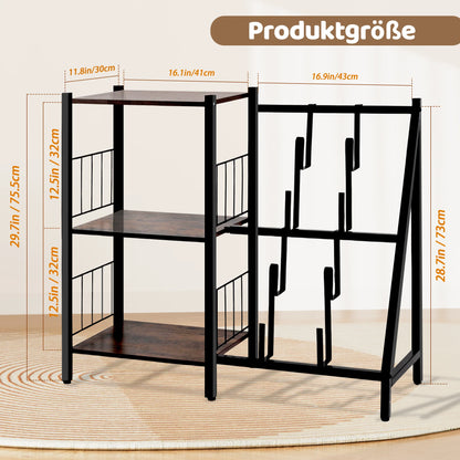 Vinylrek – Vinylplank – Platenkast – Opbergkast – Boekenkast – Duurzaam Waterbestendig Hout – Robuust Metalen Frame - 84 x 30 x 75.5 cm - Zwart