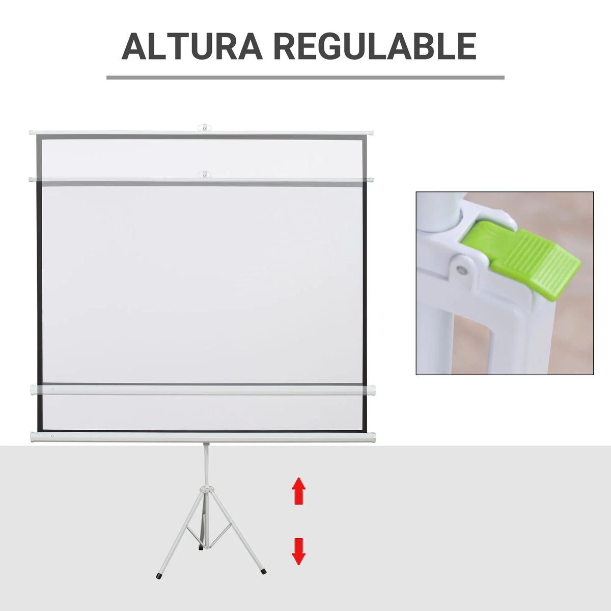 Homcom - Beamer Scherm - Projector Screen - Projector Scherm - Projector Doek - Projector Scherm voor Beamer - Handheld Projector Screen with Stand - Draagbare Beamer - 100in - 16:9 - QUORE