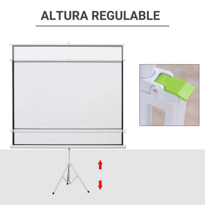 Homcom - Beamer Scherm - Projector Screen - Projector Scherm - Projector Doek - Projector Scherm voor Beamer - Handheld Projector Screen with Stand - Draagbare Beamer - 100in - 16:9 - QUORE