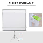 Homcom - Projector Screen - Projector Screen - Projector Screen - Projector Cloth - Projector Screen for Projector - Handheld Projector Screen with Stand - Portable Projector - 100in - 16:9
