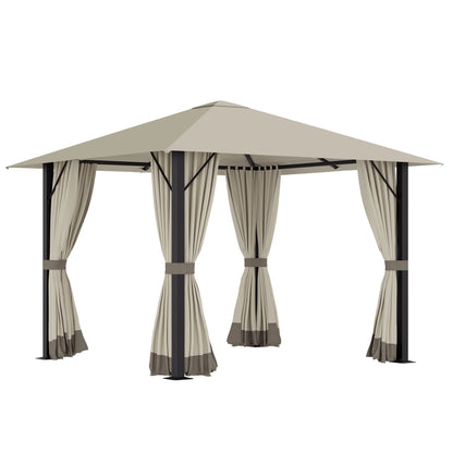 Tuinpaviljoen – Buitenpaviljoen – Terraspaviljoen – Overkapping – Aluminium Frame – Polyester Dak – Ventilatie Aan Alle Zijden - Khaki