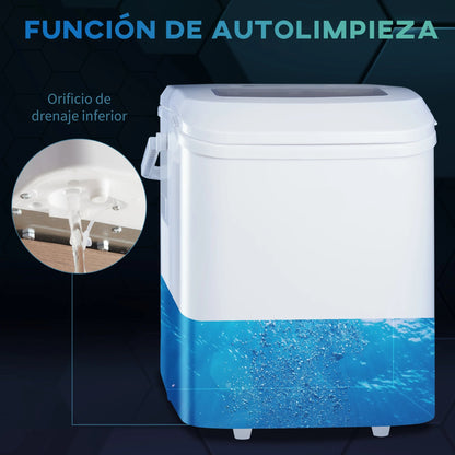 Ijsblokjesmachine - Elektrische Ijsblokjesmachine - Ijsmaker - Ijsmachine - 9 Kubussen elke 6-12min - Zelfreinigend - 1.2L - 220-240V/50Hz - 43Db - R600a - 22.5 x 32 x 29.5 cm - Wit
