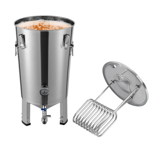 Roestvrijstalen Fermentatietank – Brouw- En Bewaartank – Gistingstank – Bier- En Wijntank – 7 Liter Inhoud – Ingebouwde Thermometer - QUORE