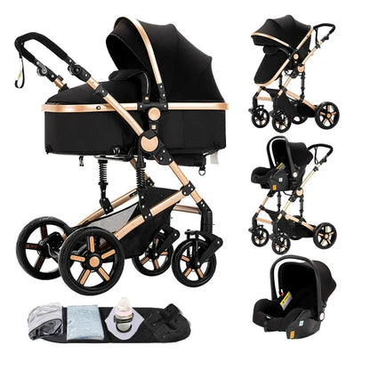 Compact Stroller 3 IN 1, Carseat Stroller Combos, Baby Stroller Multifunctional High Landscape Baby Pram for Toddlers Infant Car - QUORE