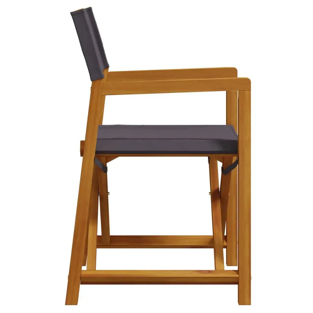 Tuinstoel – Set van 2 - Klapstoel – Vouwstoel – Campingstoel – Balkonstoel – Massief Acaciahout – Donkergrijze Polyesterstoel - 54 x 53.5 x 85.5 cm - Donkergrijs