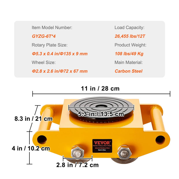 Dolly - Movers - Moving Boxes - Furniture Roller - Transport Dolly - 4pcs Steel Wheels - Heavy Duty Mover - with handle 360° swivel castors anti-slip cap - for warehouse workshop