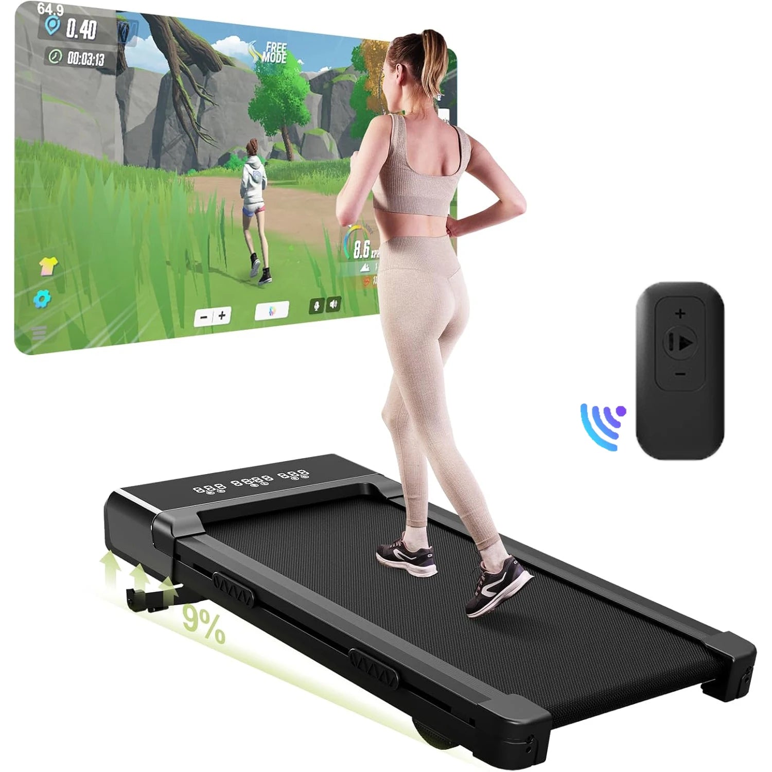 Loopband – Wandelband – Hardloopband – Walking Pad – Treadmill – Inklapbaar – 9% Helling – Krachtige 3,0 PK Motor - QUORE