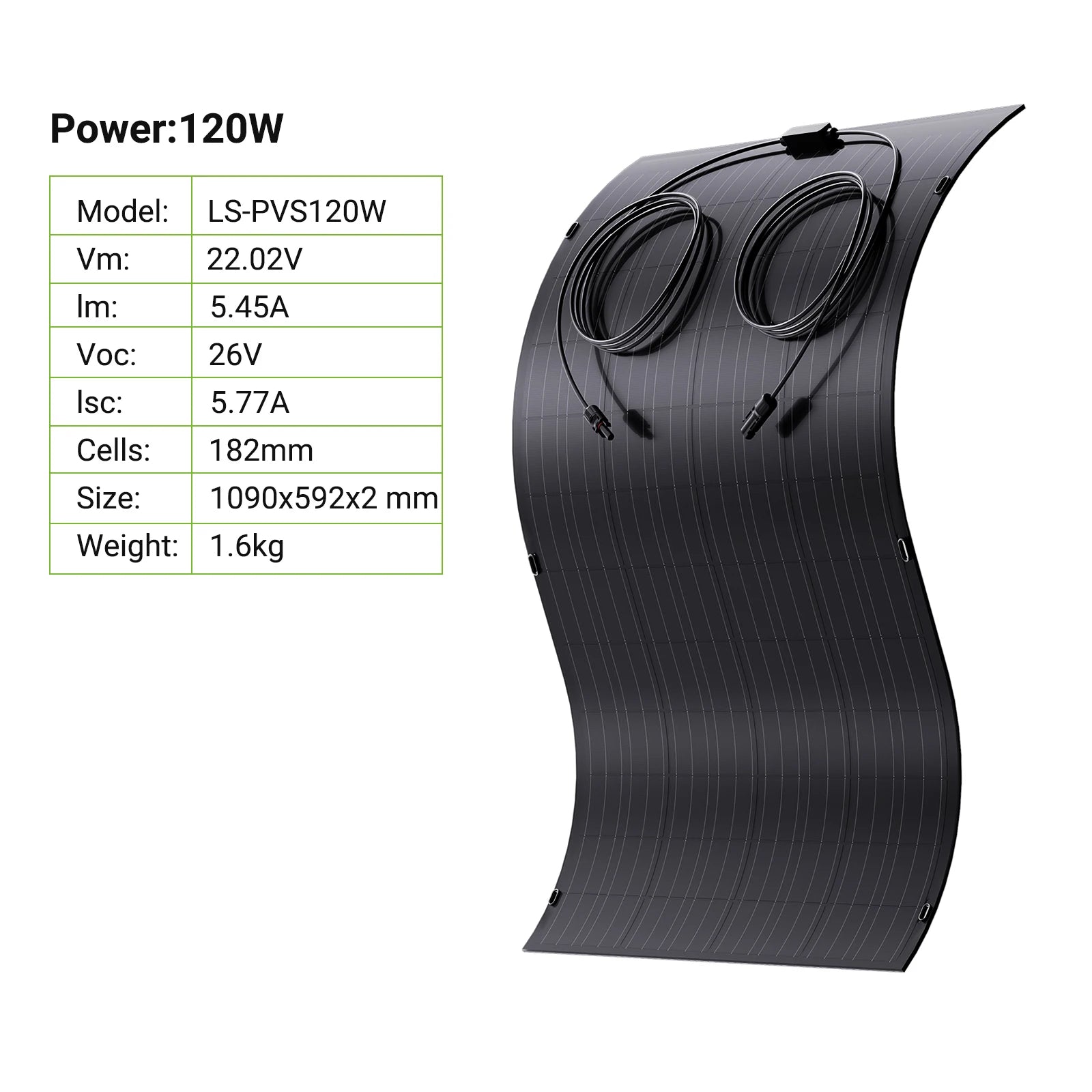 Zonnepaneel – Solar Panel – Zonnepanelen – Flexibel Zonnepaneel – Zonne-energie – 240W (2x120W) – Hoog Rendement 18,6% – Waterbestendig IP67 - QUORE