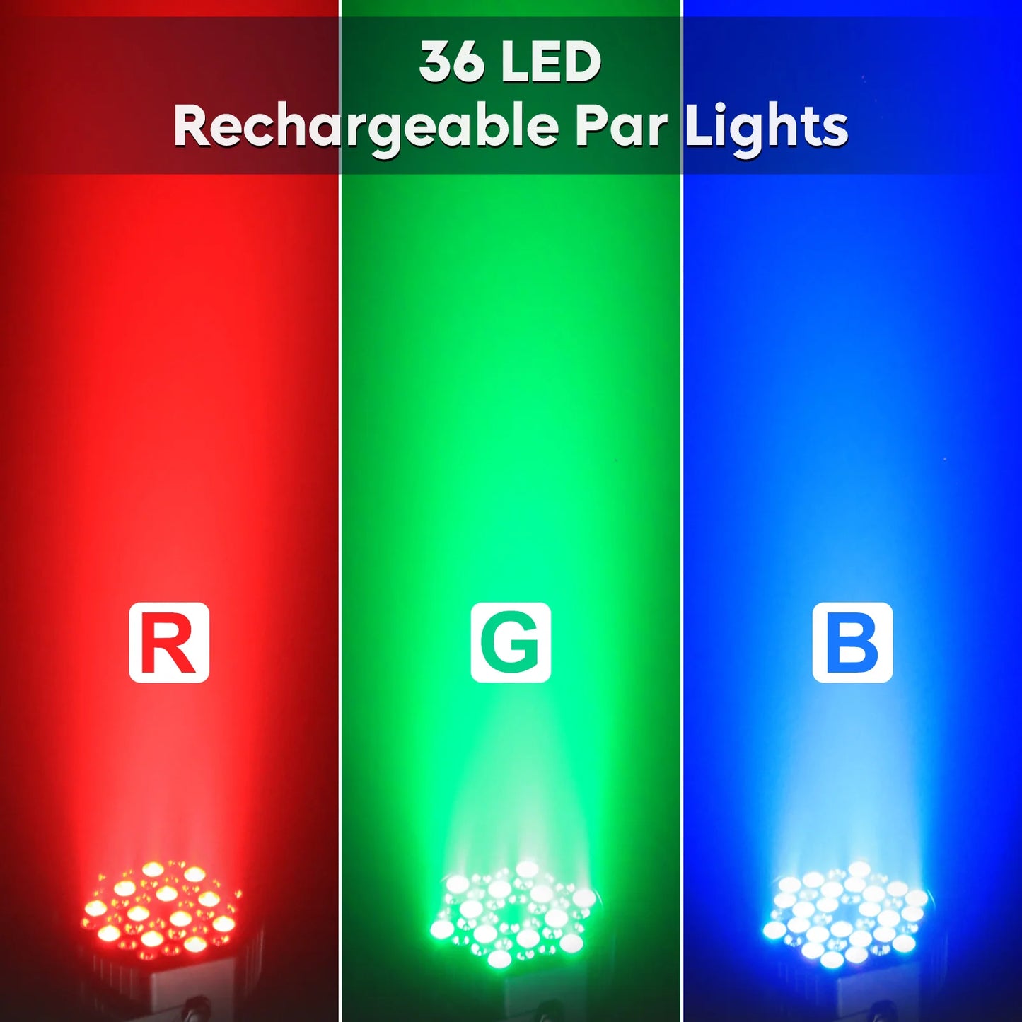 Par Lamp – LED Par Lights – Stage Lights – Oplaadbare Lampen – DJ Verlichting – 36 RGB LED’s – Ingebouwde 5000mAh Batterij – DMX512 Draadloze Bediening