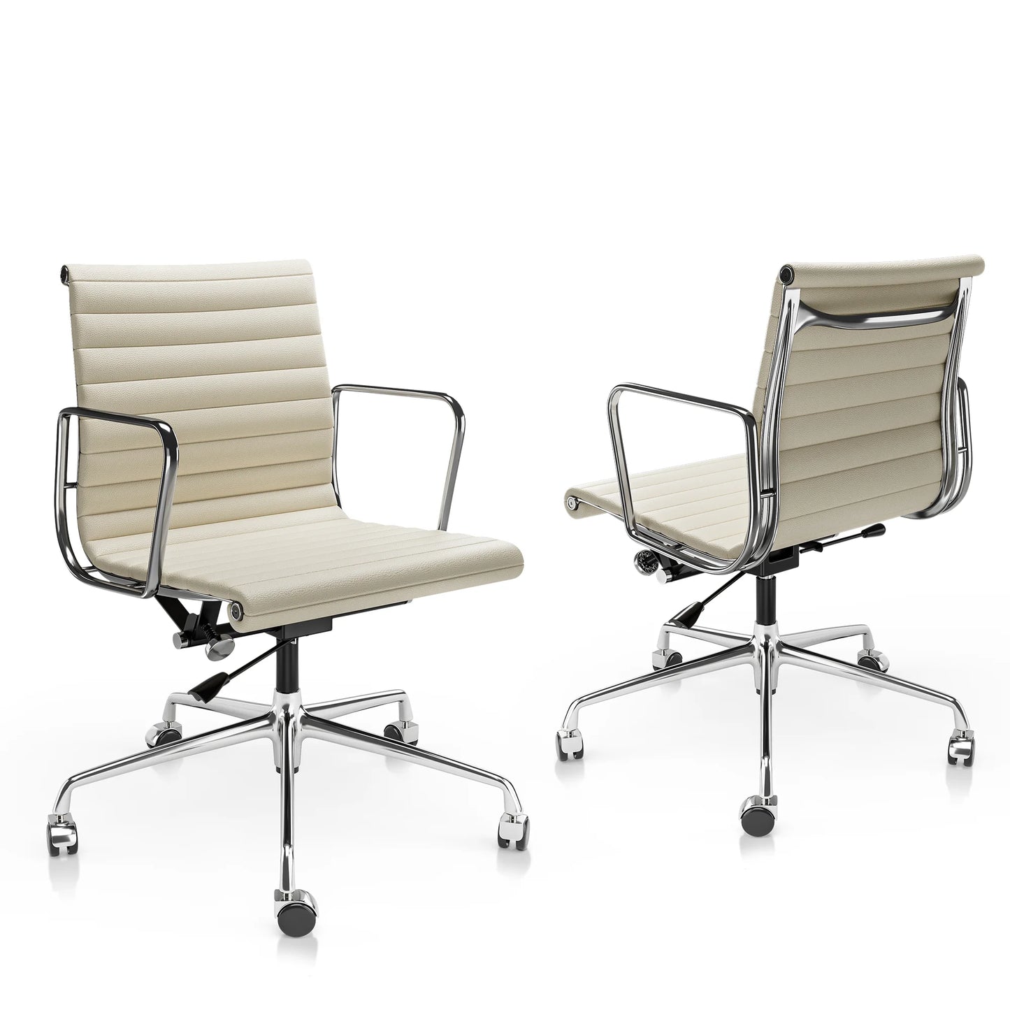Bureaustoel Ergonomisch - Gaming Stoel - Executive Stoel - Stoelen - Kantoorstoel - Leren - Klassieke Lage Rug - Armleuningen - Verstelbare - 360° Draaifunctie - met Wielen - 1 Stuk - Wit