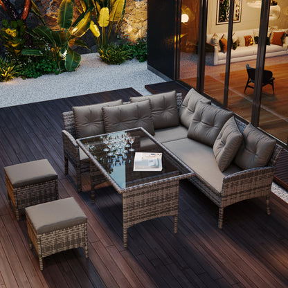 Tuinmeubelset – Buitenmeubilair – Tuinset – Loungeset – Metalen Frame – UV-Bestendig PE-Rattan – Wasbare Kussens