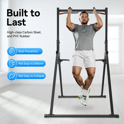 Pull-Up Bar – Optrekstang – Power Tower – Trainingsrek – Fitnessstation – Zwart – Verstelbare Hoogte 175-230 cm – Robuust Carbonstaal Met Antislip Handgrepen