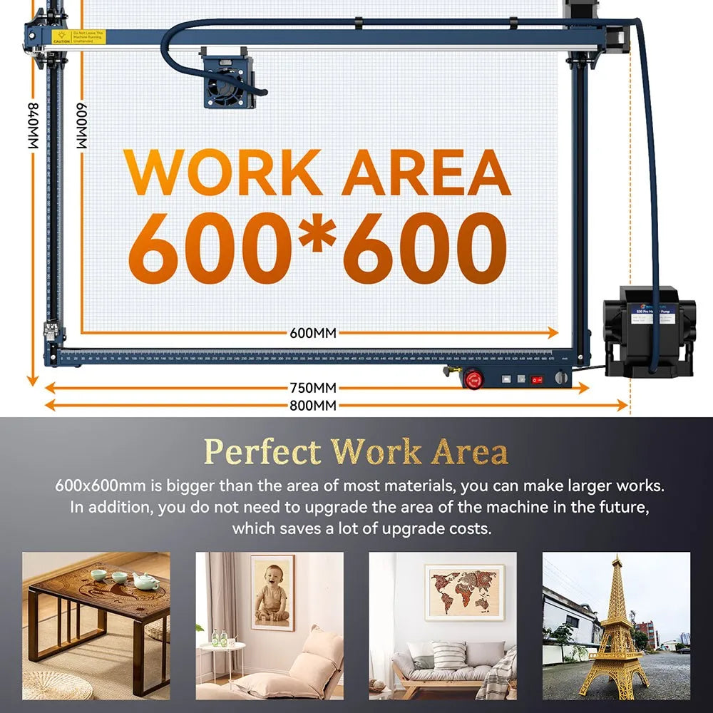 Laser Graveermachine – Lasergraveerder – Laser Cutter – Laser Snijder – 600 X 600 Mm Werkoppervlak – 33W Laser Vermogen – Aluminium Frame