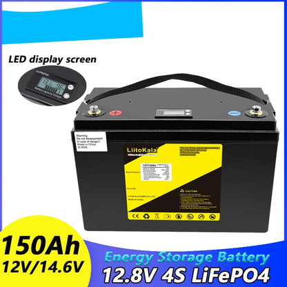 LiFePO4 Accu 12V 150Ah – Lithium Batterij – Camper Accu – Golfkar Accu – Off-Grid Accu – LCD Display – 4000+ Laadcycli