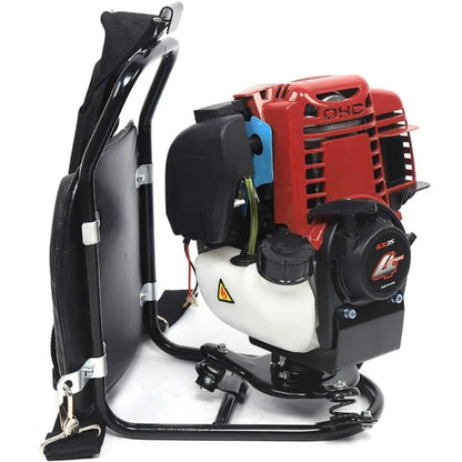 Benzine Grastrimmer - Grasmaaier - Bosmaaier - Kantenmaaier - Tuingereedschap - 35.4CC - 4-Takt 1KW, 4500-8500RPM – Rugzakmodel in Zwart/Rood