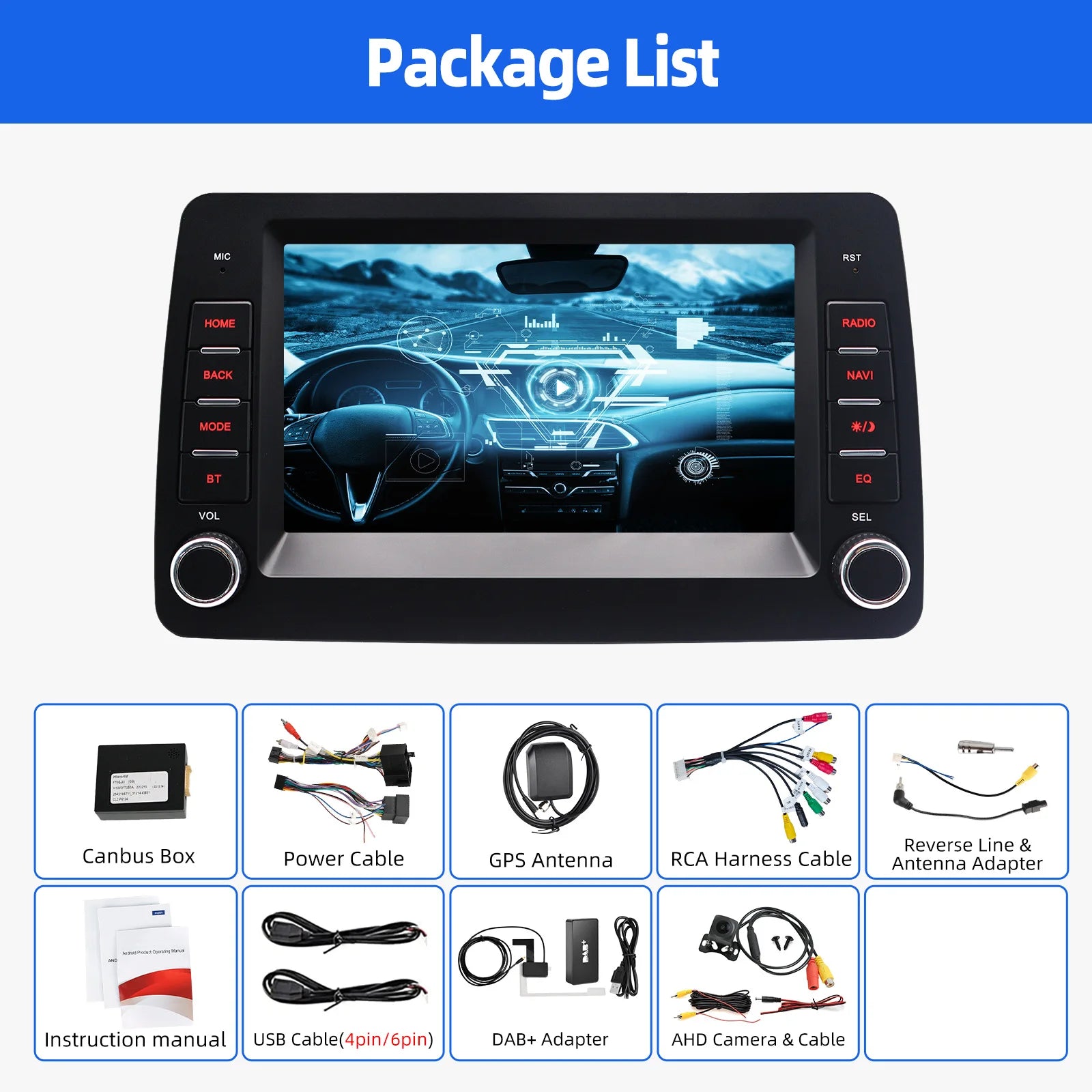 ESSGOO Android 14 Car Radio Carplay For Fiat Panda 2003-2012 GPS Navigation MP5 Player Bluetooth Car Stereo HD Touchscreen - QUORE