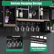 Wine Rack - Wine Bottle Rack - Wijnrek - Wijnflessenrek - Metalen Wijnfleshouder - Wandmontage - Wijnopslag Displayrek - voor Thuis, Bar, Eetkamer en Keuken - Bruin