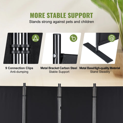 Kamerscherm - Scheidingswand - Scherm Partitie - Scheidingswand Kamerscherm - 5.6ft - 4 Paneel - In Maat & Hoogte Verstelbaar Vrijstaand - Opvouwbaar - voor Kantoor Thuis - Zwart