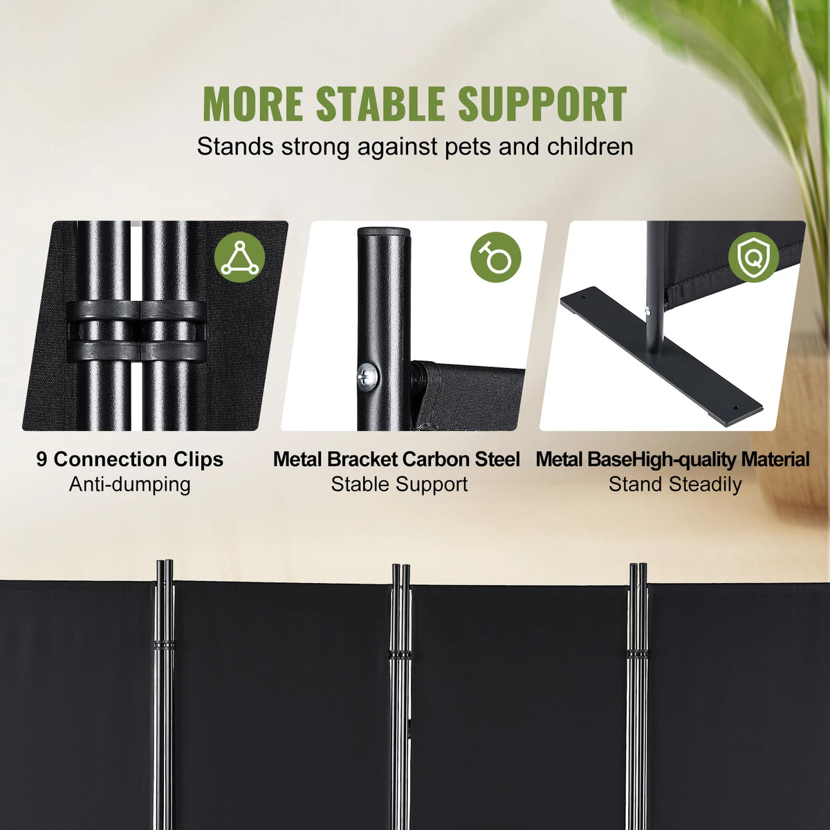 Room Divider - Partition Wall - Screen Partition - Partition Room Divider - 4 Panels - Adjustable in Size &amp; Height Freestanding - Foldable - for Office - Home - Black