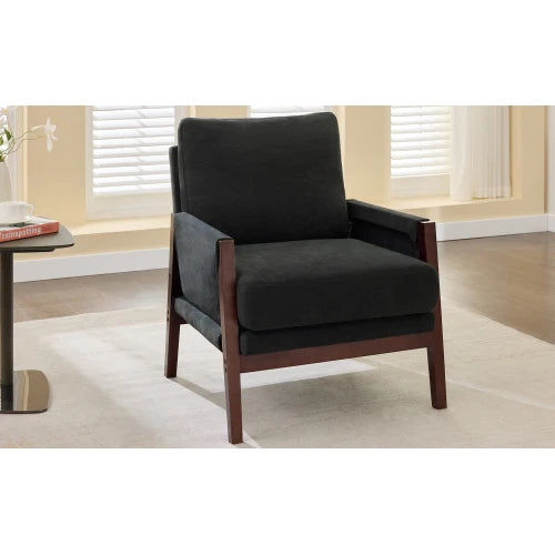 Relaxstoel – Loungestoel – Fauteuil – Leesstoel – Relaxfauteuil – Zitstoel – Chenillestof Bekleding – Massief Houten Frame - 76.5 x 83 x 95.5 cm - Wit