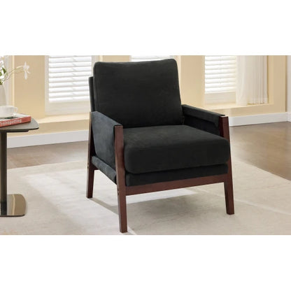 Relaxstoel – Loungestoel – Fauteuil – Leesstoel – Relaxfauteuil – Zitstoel – Chenillestof Bekleding – Massief Houten Frame - 76.5 x 83 x 95.5 cm - Wit