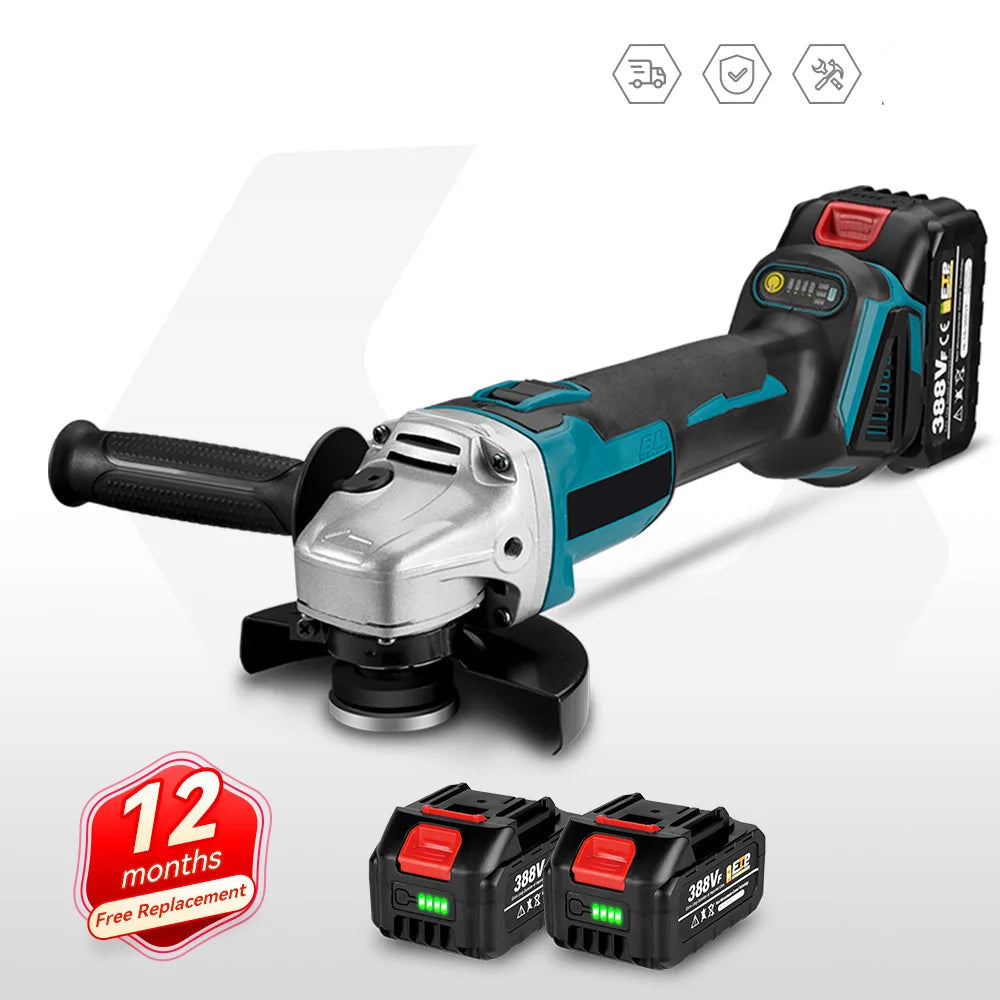 Accu Haakse Slijper - 125 mm - Draadloos Slijptol - 18V - Brushless Motor - 8500 RPM - 3000W - 3 Snelheden - Voor Slijpen - Snijden - en Polijsten - Compact en draagbaar - Zonder Accu - QUORE