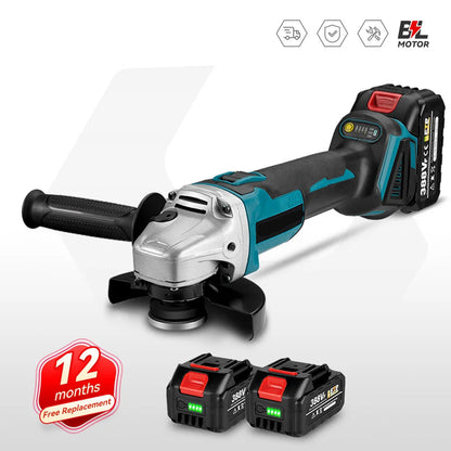 Accu Haakse Slijper - 125 mm - Draadloos Slijptol - 18V - Brushless Motor - 8500 RPM - 3000W - 3 Snelheden - Voor Slijpen - Snijden - en Polijsten - Compact en draagbaar - 2 Accu's met 1 Lader