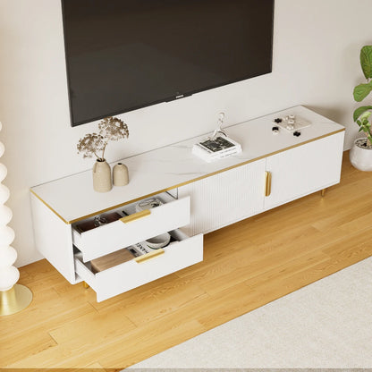 Tv-Kast – Tv-Meubel – Tv-Dressoir – Woonkamerkast – Marmeren Oppervlak – Ruime Lades
