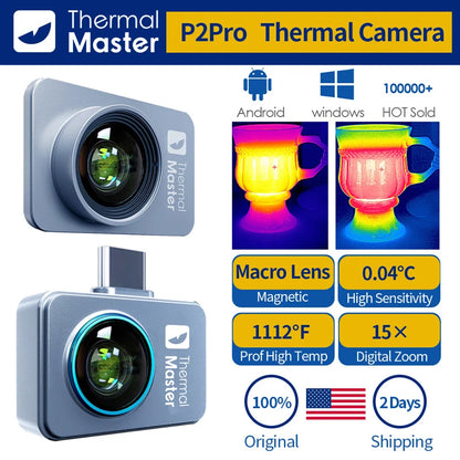 Warmtebeeldcamera – Infraroodcamera – Thermografische Camera – Warmtescanner – Warmte Detector – 256x192 Resolutie – 15x Zoom