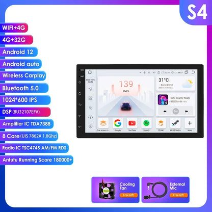 2-din Android Autoradio – Multimediaspeler – Navigatiesysteem – Touchscreen – Auto Stereo – 7-inch Display – GPS Navigatie – CarPlay & Android Auto Support - QUORE