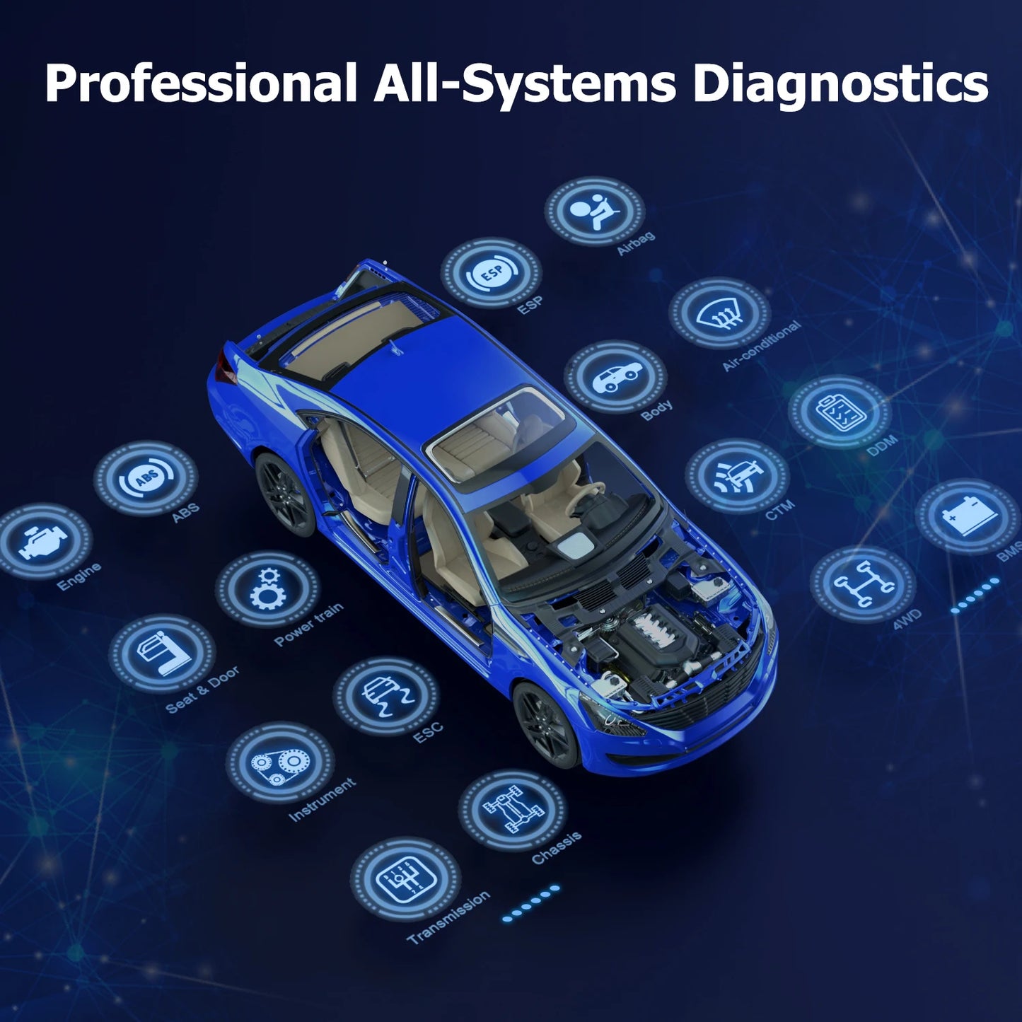 OBD2 Scanner - OBD - Diagnosecomputer - Storing Verwijderen - Uitleesapparatuur - Auto Uitlezen - Diagnose apparatuur voor auto's - met Volledige Systeemdiagnose & 24+ Resetfuncties – Geschikt voor ABS, SAS, TPMS en Meer – Geel